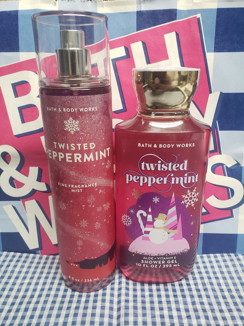 BBW Twisted Peppermint Fine Fragrance Mist & Shower Gel Body Wash Set